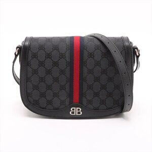 Gucci x Balenciaga The hacker project canvas x leather Shoulder bag Black 680121